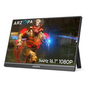 [ES Versand] ARZOPA 16,1 Zoll tragbarer Gaming-Monitor mit 144 Hz, 106 % sRGB 1080P FHD Kickstand Laptop-Monitor mit HDR, Ultra-dünn, Augenschonend, externe Zweitbildschirm für Laptop, PC,Z1FC