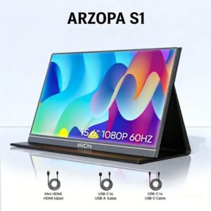 [Local Delivery] ARZOPA 16.1" Portable Monitor – 1080P FHD IPS 144Hz Display with HDMI/Type-C, Built-in Speakers & Smart Cover, Ideal for Laptop, PC, PS5 & Xbox