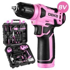 DEKO 8V-os akkus fĂșrĂł-csavarozĂł kĂ©szlet â 126 darabos otthoni barkĂĄcsszerszĂĄm-kĂ©szlet tokkal