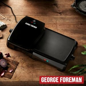George Foreman Large Electric Grill & Griddle - Podwójne płyty do gotowania z niezależną kontrolą temperatury, powierzchnią nieprzylepną