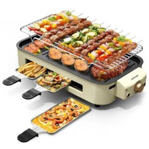 AORAN KONYHA 1800 W-os beltéri elektromos füstmentes BBQ grill – tapadásmentes multifunkciós sütőlap
