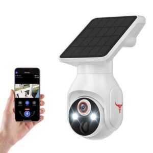 Drahtlose Solar-Sicherheitskamera fĂŒr den AuĂenbereich, 1080P batteriebetriebene WiFi-Ăberwachung, Menschenerkennung, Farbnachtsicht, 2,4G WiFi, Live-Ansicht und Cloud-Speicher