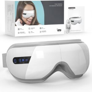 Masajeador Ocular con Calor y Masaje con Globos, Función de Indicaciones por Voz con Música Inalámbrica, Protector Ocular Recargable, Máscara Ocular, Regalos de Cumpleaños