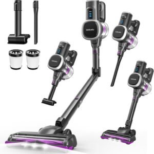 Lubluelu Akkusauger 45.000 Pa, klappbares, rückenschonendes Design (kein Bücken), 50-minütige Laufzeit, Anti-Verwirrungs-Bürste, 6-stufige Filtration & großer Staubbehälter – perfekt für Tierhaare