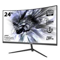 Nowy 24" zakrzywiony monitor do gier, FHD 1080P, częstotliwość odświeżania 180Hz, odpowiedź 1ms, AMD FreeSync, Ultra-Slim Design, HDMI/DP, VESA Montable #TikTokShopBacktoSchool