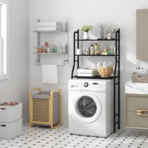 UDEAR-3-stufiges Toilettenregal, platzsparendes Badezimmerregal, Eckhalterung, Aufbewahrungsorganisator, Zubehör, Waschmaschine, mit Hängestange, Turmregal