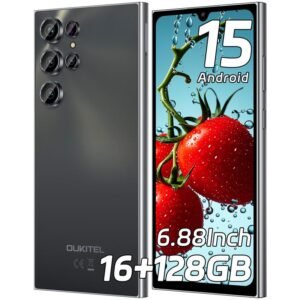 OUKITEL C61 Telefonos Moviles Libres Android 15, 16GB(4+12)+128GB/1TB Smartphone, 6.88" HD+ 90Hz Telefono Movil, Batería 5150mAh movil, 4G Dual SIM/Face ID/Fingerprint/GPS/OTG,