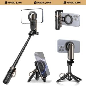 MAGIC JOHN-trípode de palo de Selfie todo en uno ligero, control remoto inalámbrico con , soporte giratorio y extensible de 360 ° para Vlogging, transmisión en vivo, Compatible con con iPhone y Android
