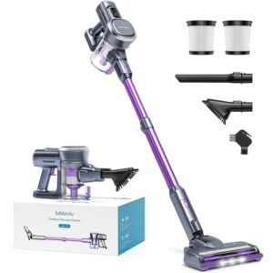 Lubluelu Cordless Vacuum Cleaner – 25KPa Powerful Suction, Self-Standing, for Pet Hair, Carpet & Hard Floors, Purple