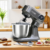 SPZTJK Küchenmaschine, 5L Edelstahl Schüssel, Knethaken, Rühr- & Schneebesen aus Edelstahl und Spritzschutz, Safe-Use-Sicherheitssystem, 1500W