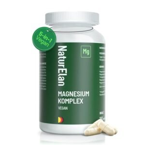 Magnesium Komplex Hochdosiert 400mg - 180 Premium Kapseln (6 Monate), 5 in 1, 807 mg je Kapsel, davon 400mg elementares Magnesium, Vegan, Magnesiumglycinat, Citrat, Malat, Taurate, Oxid