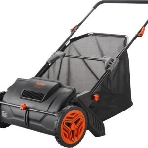 VEVOR Push Lawn Sweeper – Heavy-Duty Leaf & Grass Collector with Mesh Hopper Bag, Spinning Brushes & Durable Steel Frame