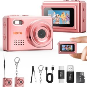HOTU Mini Keychain Digital Camera with 32G Card, Y2K Pocket-Size Camera 1080P HD – 1MP Lens, Flash & 0.96" Screen ,Target retro digital camera,Vlog Camera for Travel, Concerts, Kids & Instant Party.