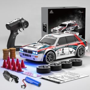 Remote Control Drift Car, 2.4GHz Four-Wheel Drive, Speed Adjustment LED Lights Extra Tires Obstacle Accessories Kids Racing Gift