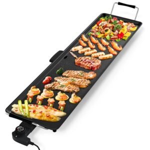 Plancha de asar Eléctrica 90x23 cm Superficie antiadherente a la piedra 2000w con Termostato Regulable y Bandeja para Recogida de Grasa