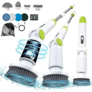 Fregador Eléctrico Rotativo Recargable con Batería de 1800mAh – Cepillo de Limpieza IPX7 para Baño, Cocina y Suelos Regalos de Navidad